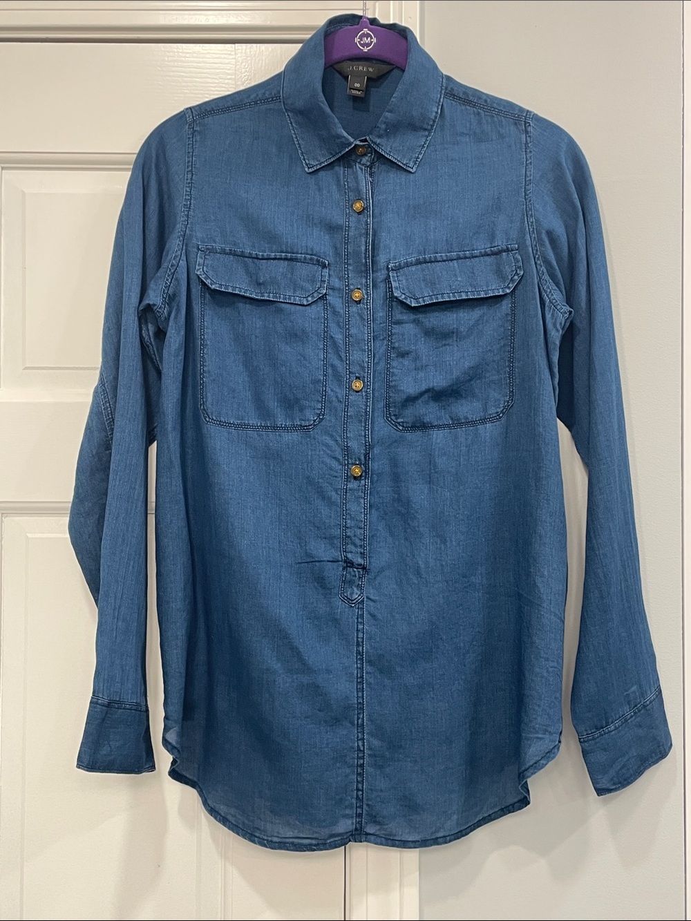 J. Crew Chambray Popover Button Shirt